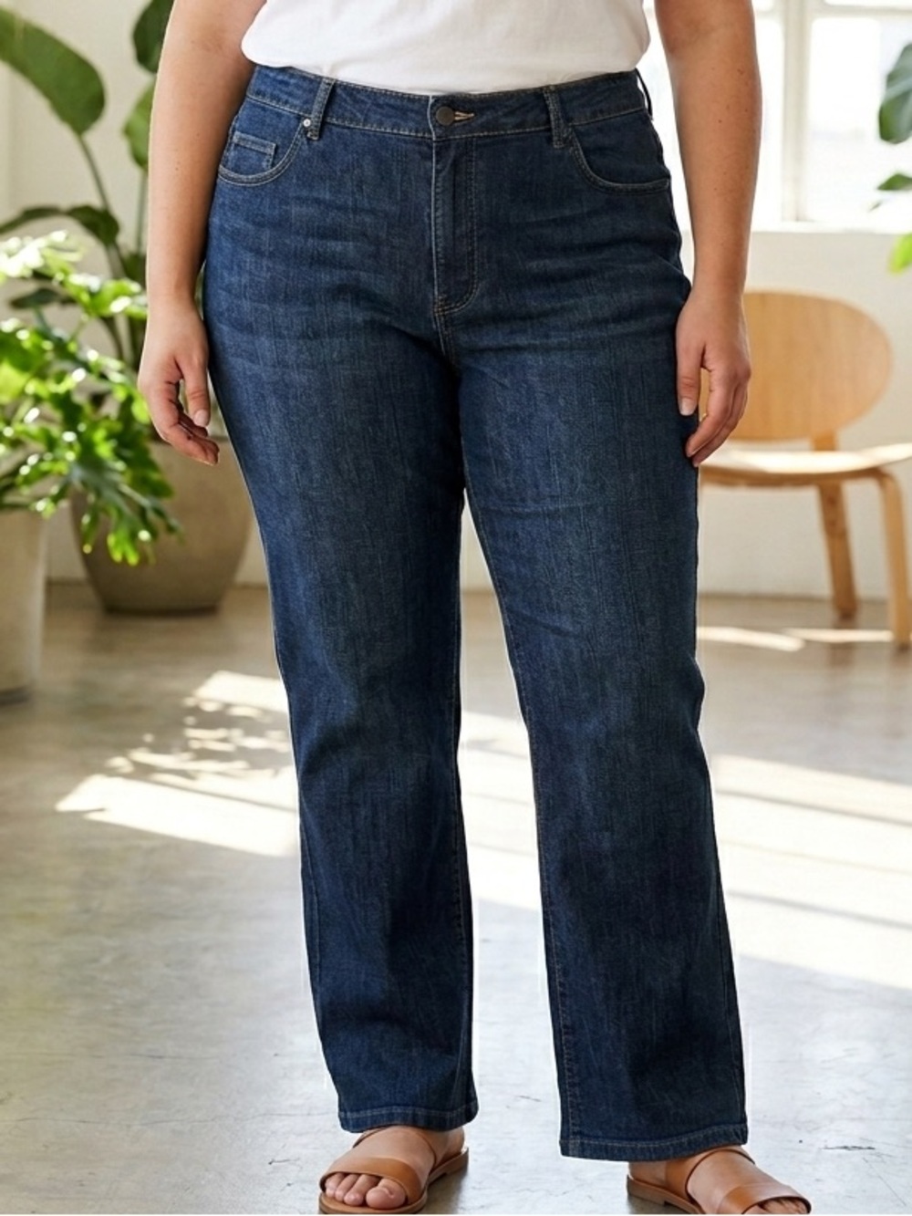 Bobbie Brooks Curvy Flare Bootcut Jeans 22 Plus Dark Wash Blue Denim Shortened